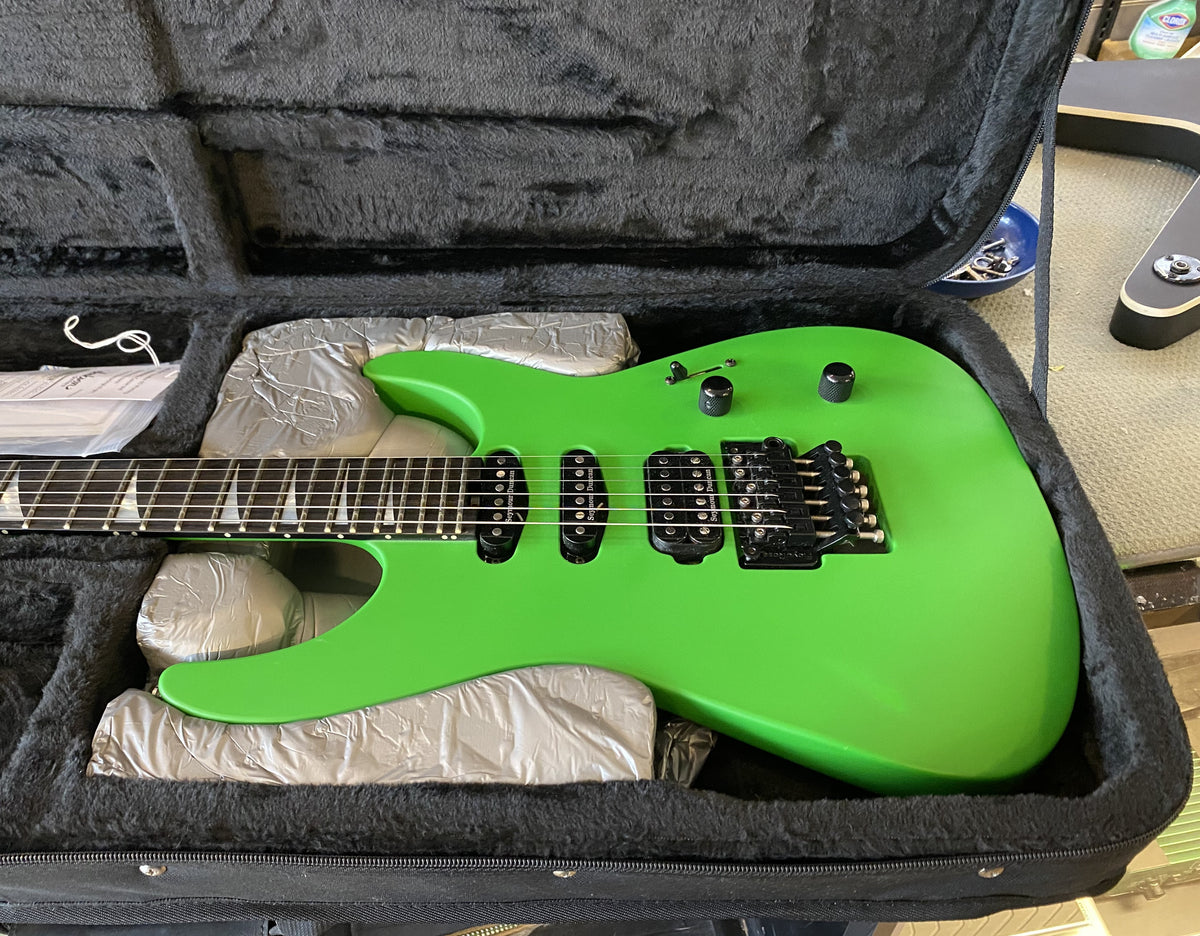 USED 2023 Jackson American Soloist SL3 Satin Slime Green Finish Electric Guitar with Original Foamcore Case
