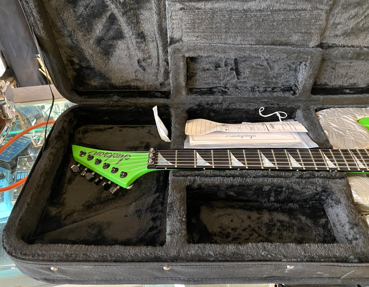 USED 2023 Jackson American Soloist SL3 Satin Slime Green Finish Electric Guitar with Original Foamcore Case