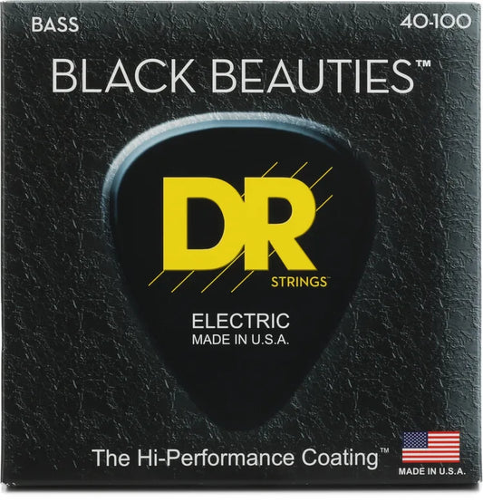 DR Strings BKB-40 Black Beauties Coated Steel Bass Guitar Strings - .040-.100 Light