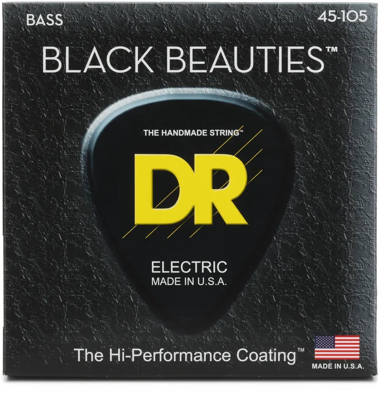 DR Strings BKB-45 Black Beauties Coated Steel Bass Guitar Strings - .045-.105 Medium