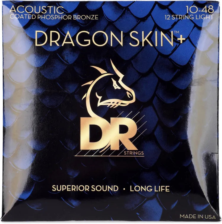 DR Strings DAP-10/12 Dragon Skin+ Phosphor Bronze Coated 12-string Acoustic Guitar Strings - Extra Light .010-.048