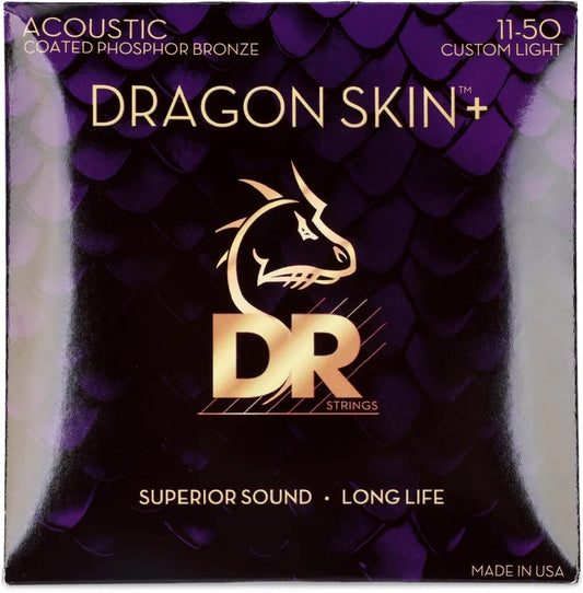 DR Strings DAP-11 Dragon Skin+ Phosphor Bronze Coated Acoustic Guitar Strings