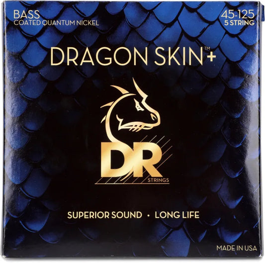 DR Strings DBQ5-45 Dragon Skin+ Coated Quantum Nickel 5-String Bass Guitar Strings - .045-.125 Medium