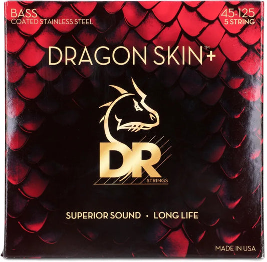 DR Strings DBS5-45 Dragon Skin+ Coated Stainless Steel 5-String Bass Guitar Strings - .045-.125 Medium