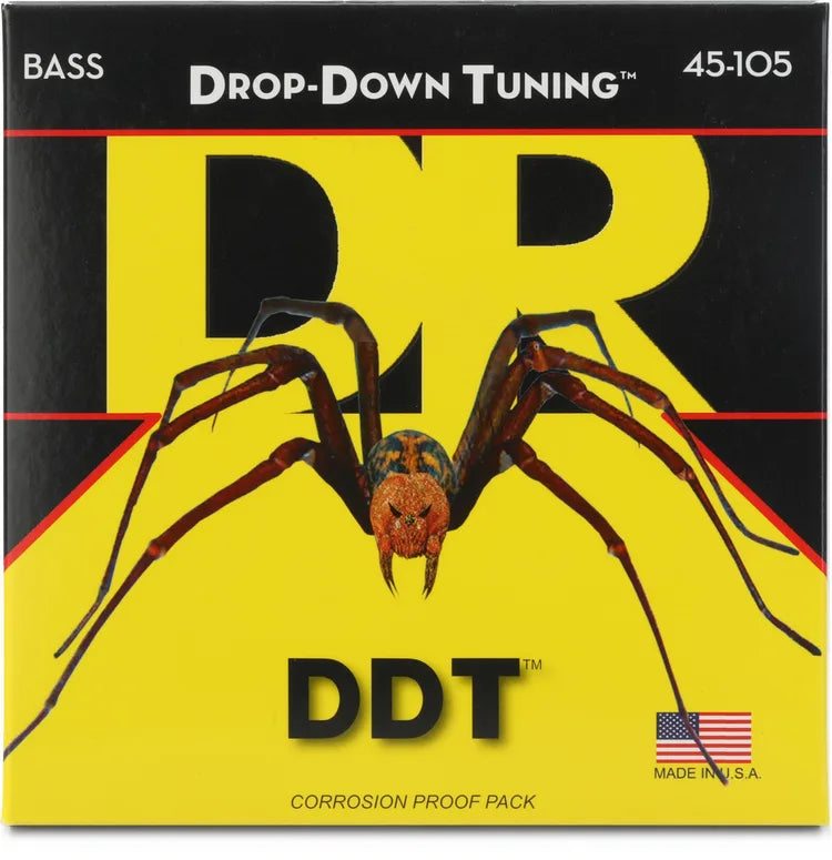 DR Strings DDT-45 Drop-Down Tuning Stainless Steel Bass Guitar Strings - .045-.105 Medium