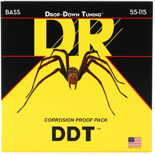 DR Strings DDT-55 Drop-Down Tuning Stainless Steel Bass Guitar Strings - .055-.115 Heavier