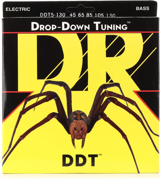 DR Strings DDT5-130 Drop-Down Tuning Stainless Steel Bass Guitar Strings - .045-.130 Medium to Heavy 5-String