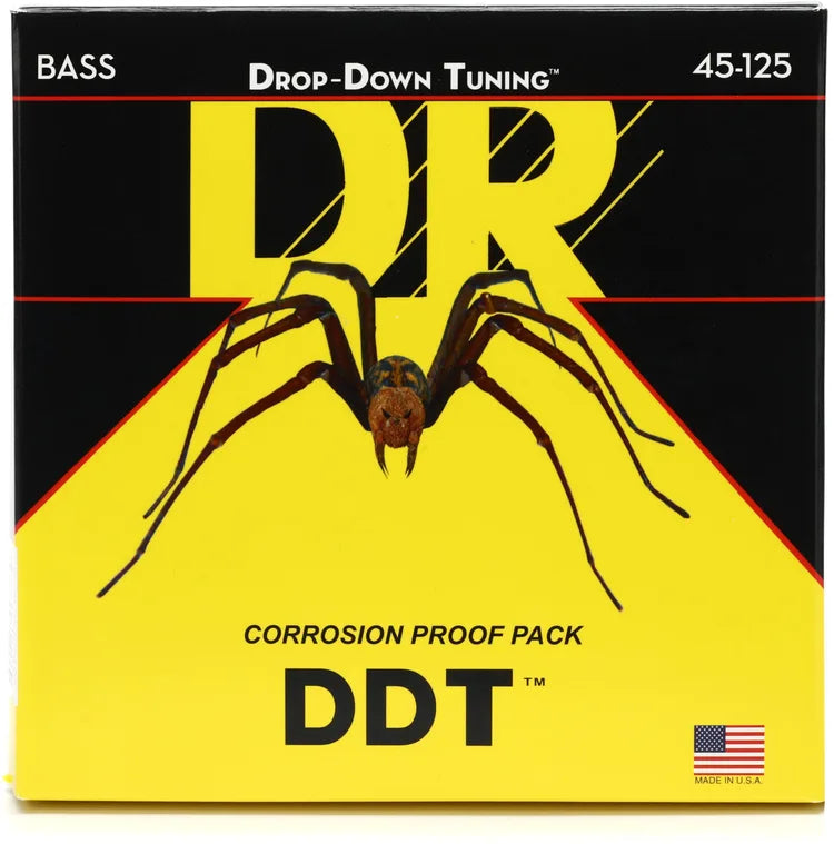 DR Strings DDT5-45 Drop-Down Tuning Stainless Steel Bass Guitar Strings - .045-.125 Medium 5-string