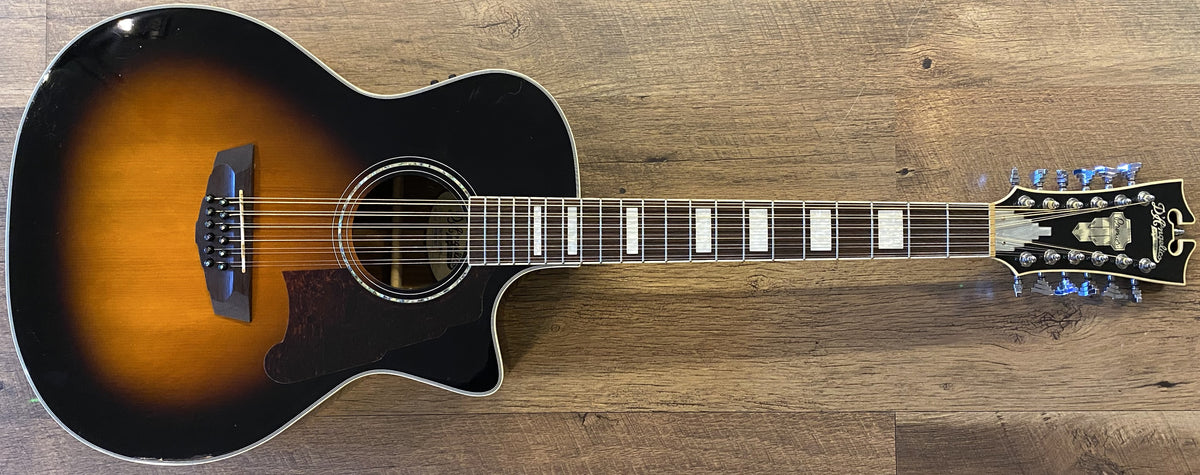 USED D'Angelico Premier Fulton DALPG212VSBGC Gloss Vintage Sunburst Finish 12-String Cutaway Grand Auditorium Acoustic-Electric Guitar