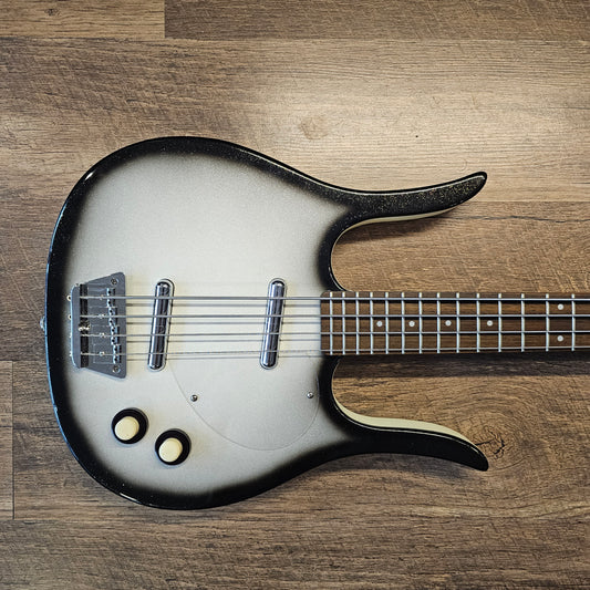 USED 1998-1999 Danelectro Longhorn Reissue Silverburst Finish Shortscale 4-String Electric Bass Guitar