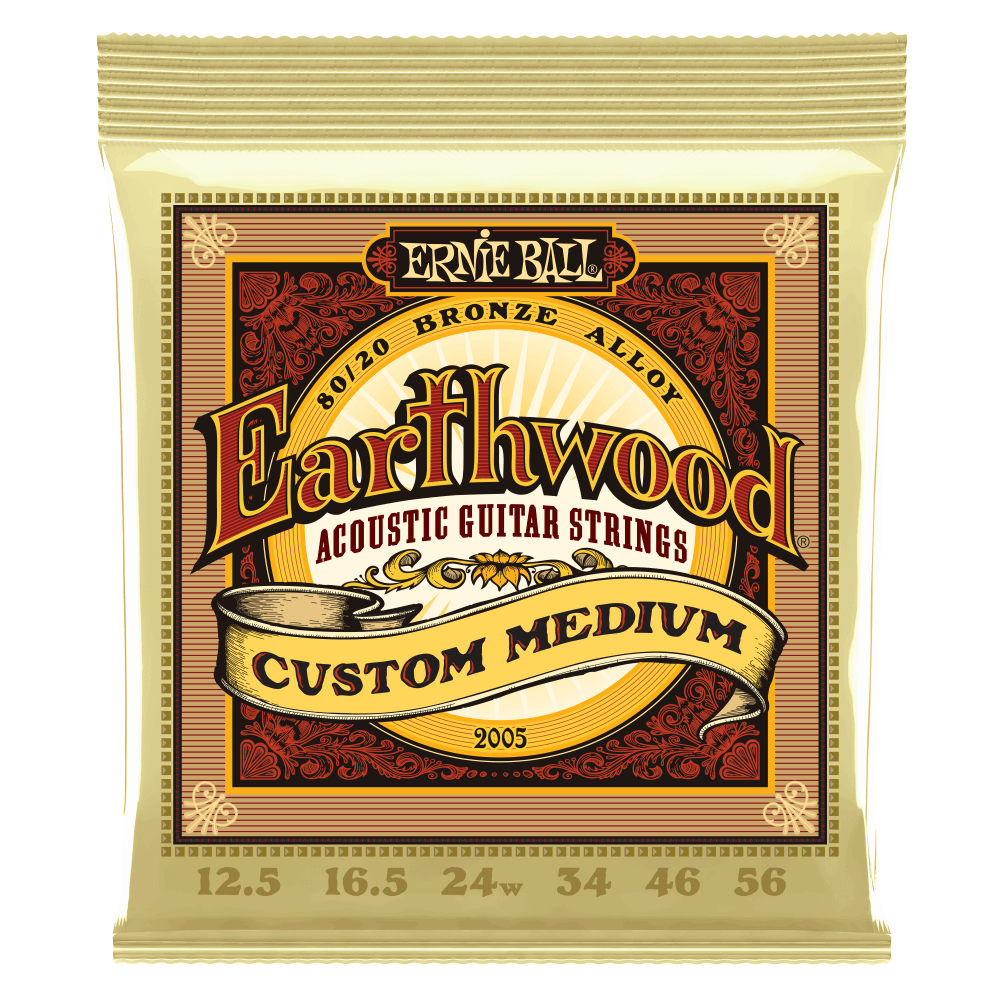 Ernie Ball 2005 Earthwood 80/20 Bronze Acoustic Guitar Strings - .0125-.056 Custom Medium