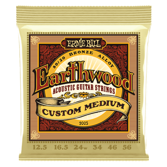 Ernie Ball 2005 Earthwood 80/20 Bronze Acoustic Guitar Strings - .0125-.056 Custom Medium