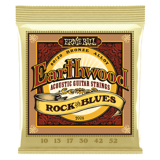 Ernie Ball 2008 Earthwood 80/20 Bronze Acoustic Guitar Strings - .010-.052 Rock and Blues
