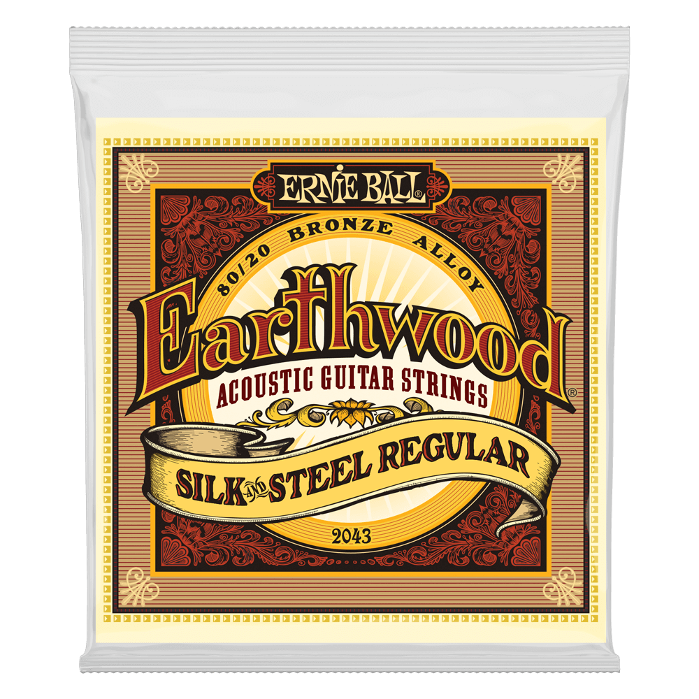 Ernie Ball 2043 Earthwood Silk and Steel 80/20 Bronze Acoustic Guitar Strings - .013-.056 Regular Soft