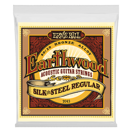 Ernie Ball 2043 Earthwood Silk and Steel 80/20 Bronze Acoustic Guitar Strings - .013-.056 Regular Soft