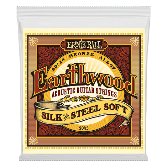 Ernie Ball 2045 Earthwood Silk and Steel 80/20 Bronze Acoustic Guitar Strings - .011-.052 Soft