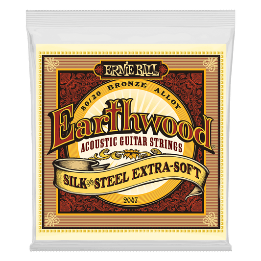 Ernie Ball 2047 Earthwood Silk and Steel 80/20 Bronze Acoustic Guitar Strings - .010-.050 Extra Soft