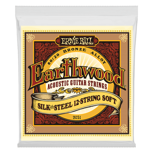 Ernie Ball 2051 Earthwood Silk and Steel 80/20 Bronze Acoustic Guitar Strings - .009-.046 12-String Soft