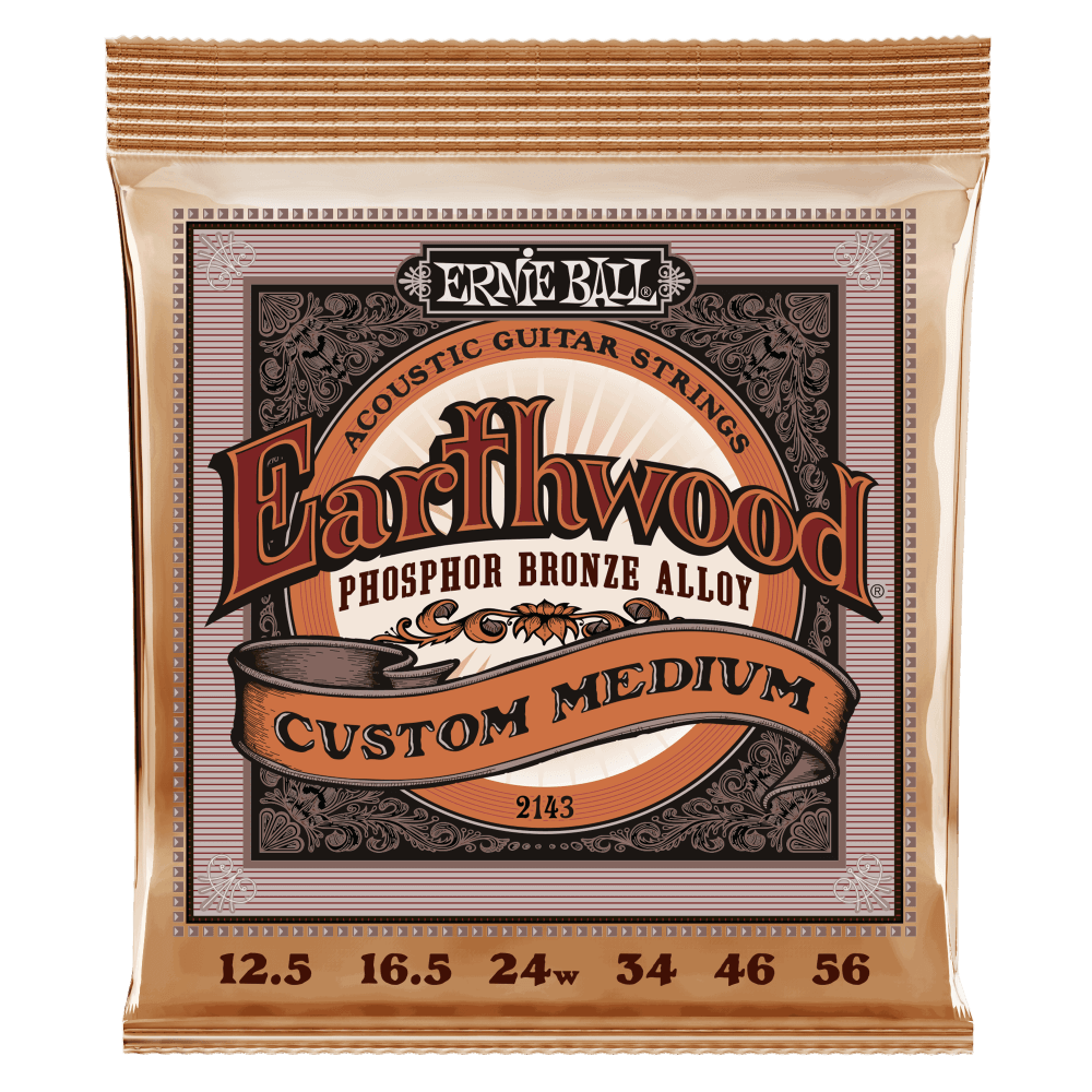 Ernie Ball 2143 Earthwood Phosphor Bronze Acoustic Guitar Strings  - .0125-.056 Custom Medium