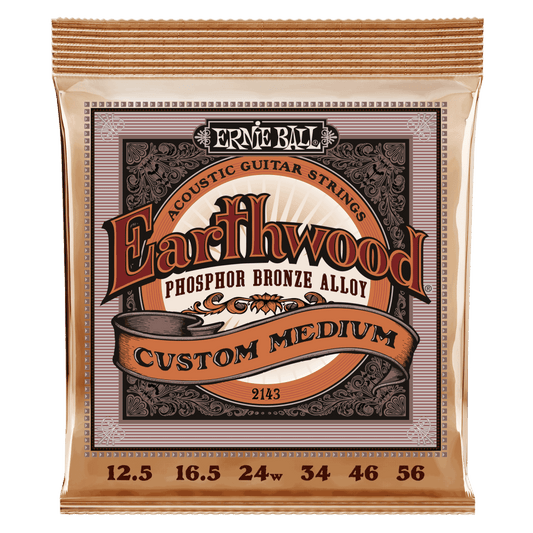 Ernie Ball 2143 Earthwood Phosphor Bronze Acoustic Guitar Strings  - .0125-.056 Custom Medium