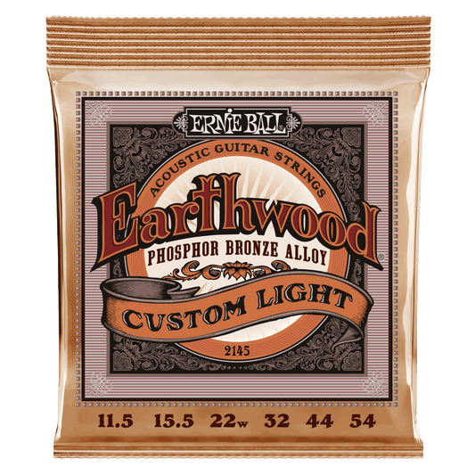 Ernie Ball 2145 Earthwood Phosphor Bronze Acoustic Guitar Strings - .0115-.054 Custom Light