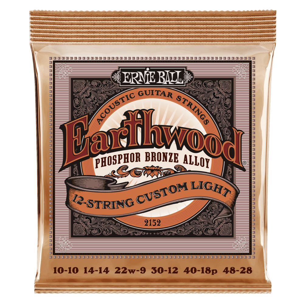 Ernie Ball 2152 Earthwood Phosphor Bronze Acoustic Guitar Strings - .010-.048 Custom Light 12-string