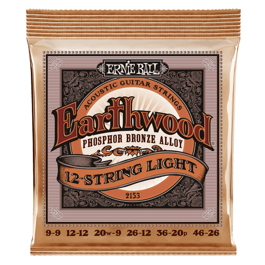 Ernie Ball 2153 Earthwood Phosphor Bronze Acoustic Guitar Strings - .009-.046 Light 12-string