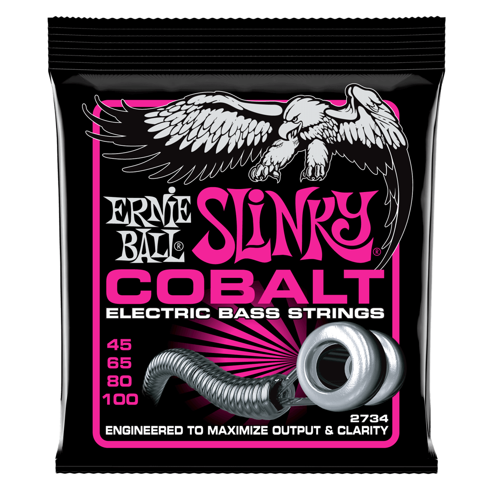 Ernie Ball P02734 Super Slinky Cobalt Electric Bass Guitar Strings - .045-.100