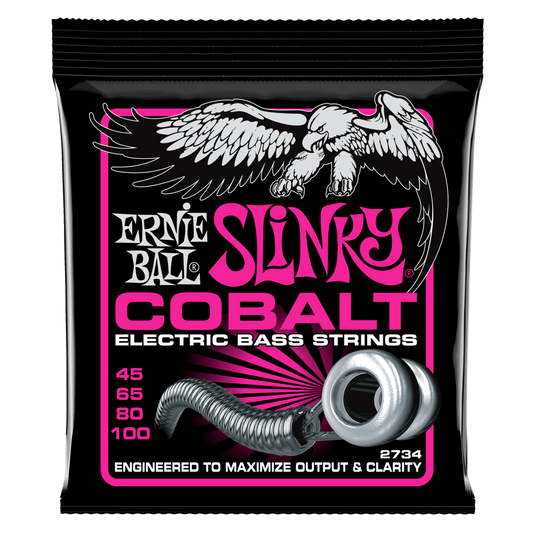 Ernie Ball P02734 Super Slinky Cobalt Electric Bass Guitar Strings - .045-.100