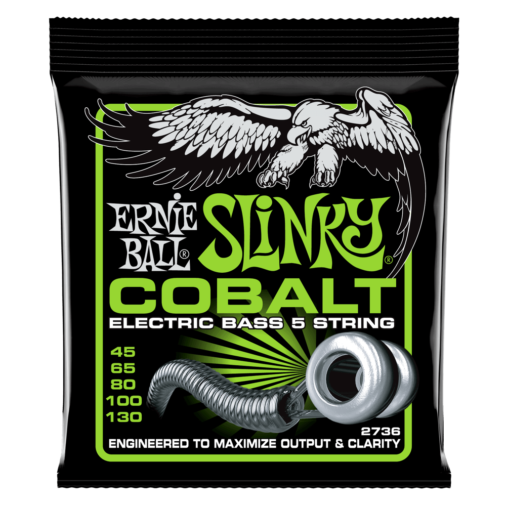Ernie Ball 2736 Regular Slinky Cobalt Electric Bass Guitar Strings - .045-.130 5-string