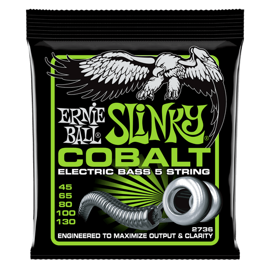 Ernie Ball 2736 Regular Slinky Cobalt Electric Bass Guitar Strings - .045-.130 5-string