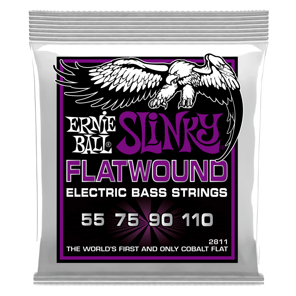 Ernie Ball 2811 Power Slinky Flatwound Electric Bass Guitar Strings - .055-.110