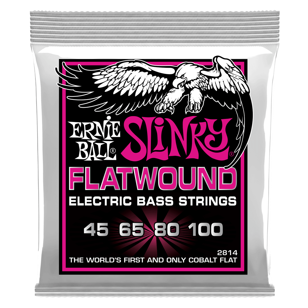 Ernie Ball 2814 Super Slinky Flatwound Electric Bass Guitar Strings - .045-.100