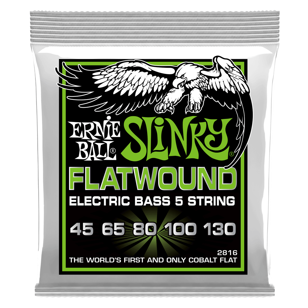 Ernie Ball 2816 Regular Slinky Flatwound Electric Bass Guitar Strings - .045-.130 5-string