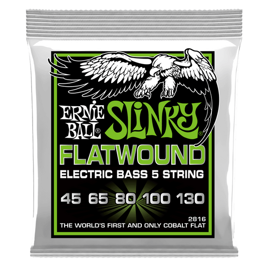 Ernie Ball 2816 Regular Slinky Flatwound Electric Bass Guitar Strings - .045-.130 5-string