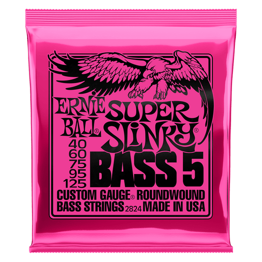 Ernie Ball 2824 Super Slinky Nickel Wound Electric Bass Guitar Strings - .040-.125 5-String