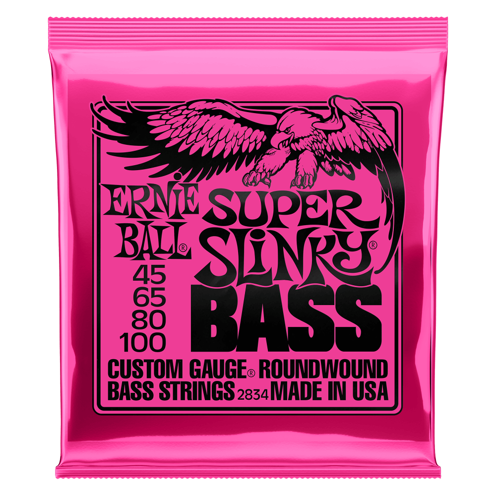 Ernie Ball 2834 Super Slinky Nickel Wound Electric Bass Guitar Strings - .045-.100
