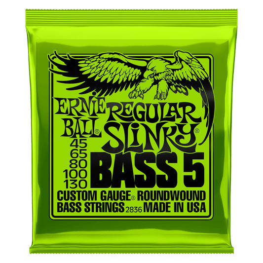 Ernie Ball 2836 Regular Slinky Nickel Wound Electric Bass Guitar Strings - .045-.130 5-String