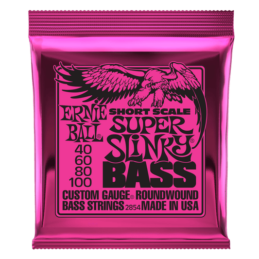 Ernie Ball 2854 Super Slinky Nickel Wound Short Scale Electric Bass Guitar Strings - .040-.100