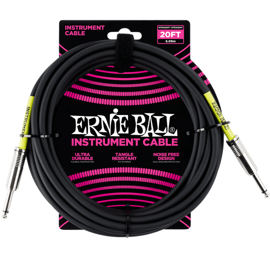Ernie Ball P06046 Classic Instrument Cable Straight/Straight - 20ft Black