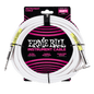 Ernie Ball P06047 Classic Straight to Right Angle Instrument Cable - 20ft White