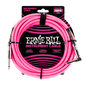 Ernie Ball P06078 Braided Instrument Cable Straight/Angle - 10ft Neon Pink