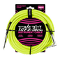 Ernie Ball P06080 Braided Instrument Cable Straight/Angle - 10ft Neon Yellow