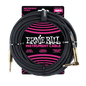 Ernie Ball P06081 Braided Instrument Cable Straight/Angle - 10ft Black w/Gold Connectors