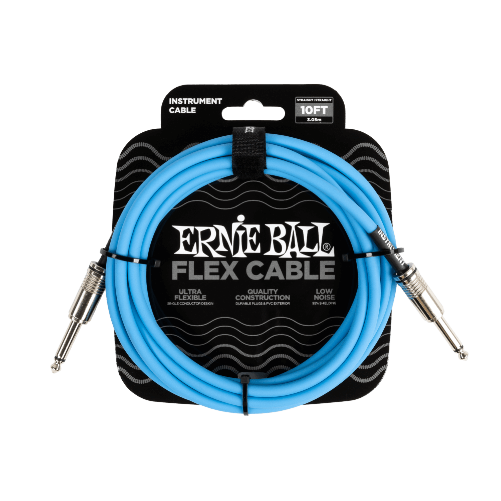 Ernie Ball P06412 Flex Straight to Straight Instrument Cable - 10 ft Blue