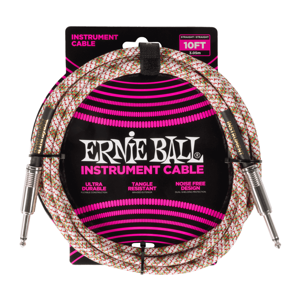 Ernie Ball P06426 Braided Instrument Cable Straight/Straight - 10ft Emerald Argyle