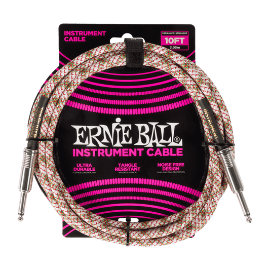 Ernie Ball P06426 Braided Instrument Cable Straight/Straight - 10ft Emerald Argyle