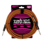 Ernie Ball P06469 Braided Instrument Cable Straight/Straight - 18ft Pumpkin Pie