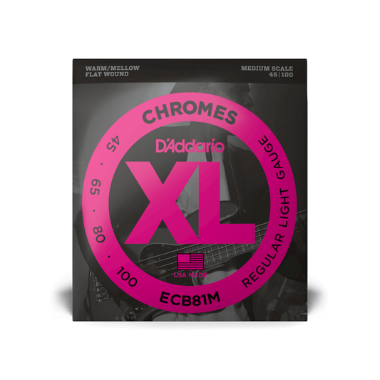 D'Addario ECB81M 45-100 Regular Light, Medium Scale, XL Chromes Bass Strings
