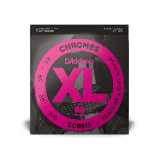 D'Addario ECB81S 45-100 Regular Light, Short Scale, XL Chromes Bass Strings
